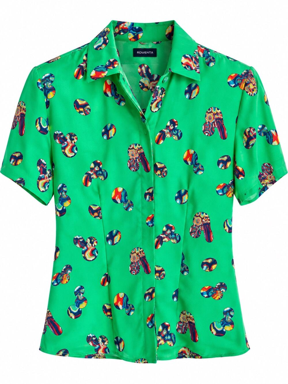 Doncaster Green Multicolor Abstract Print Short Sleeve Blouse